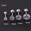 Cross-border threaded 4-prong round zircon titanium steel ear stud, Korean-style women's simple stainless steel ear stud with diamond earrings Application Scenario